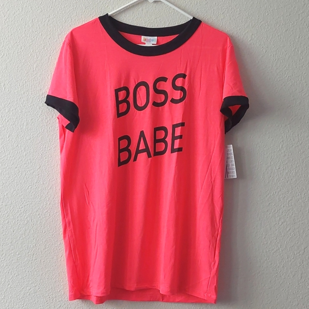 NWT LulaRoe Boss Babe Hot Pink Tee T-shirt Size M